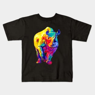 Rhino Artwork in Bright Rainbow Colors for Rhino Fans Kids T-Shirt